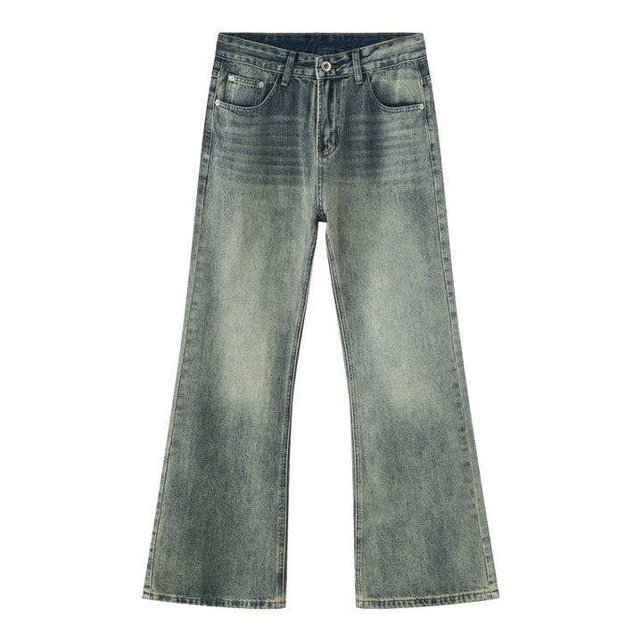 Street washed yellow clay slightly flared jeans