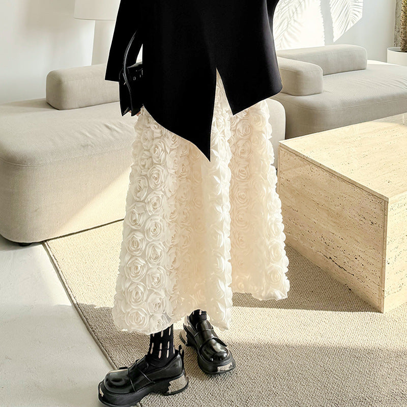 Flower volume A-line skirt