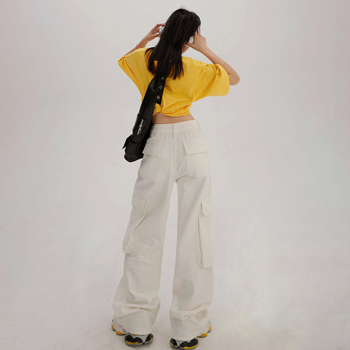 High waist loose wide-leg workwear jeans