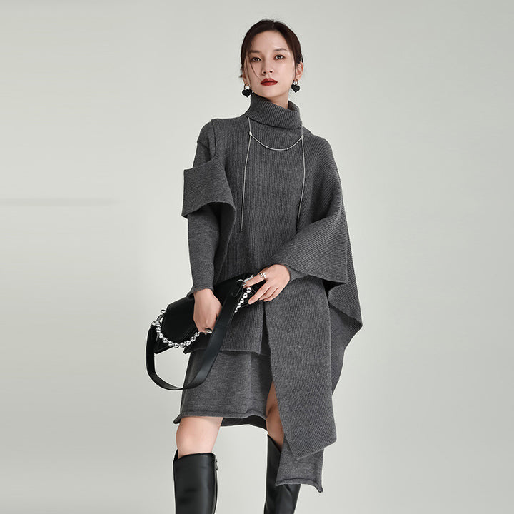 Asymmetry Knit Pullover Setup