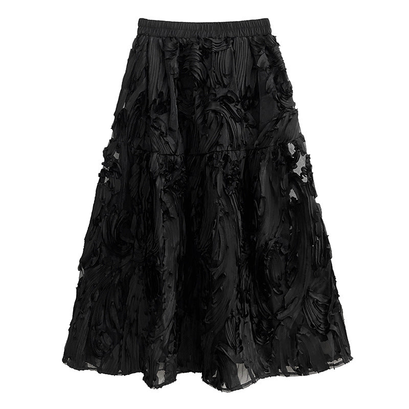 Three-dimensional pattern western a-shaped skirt