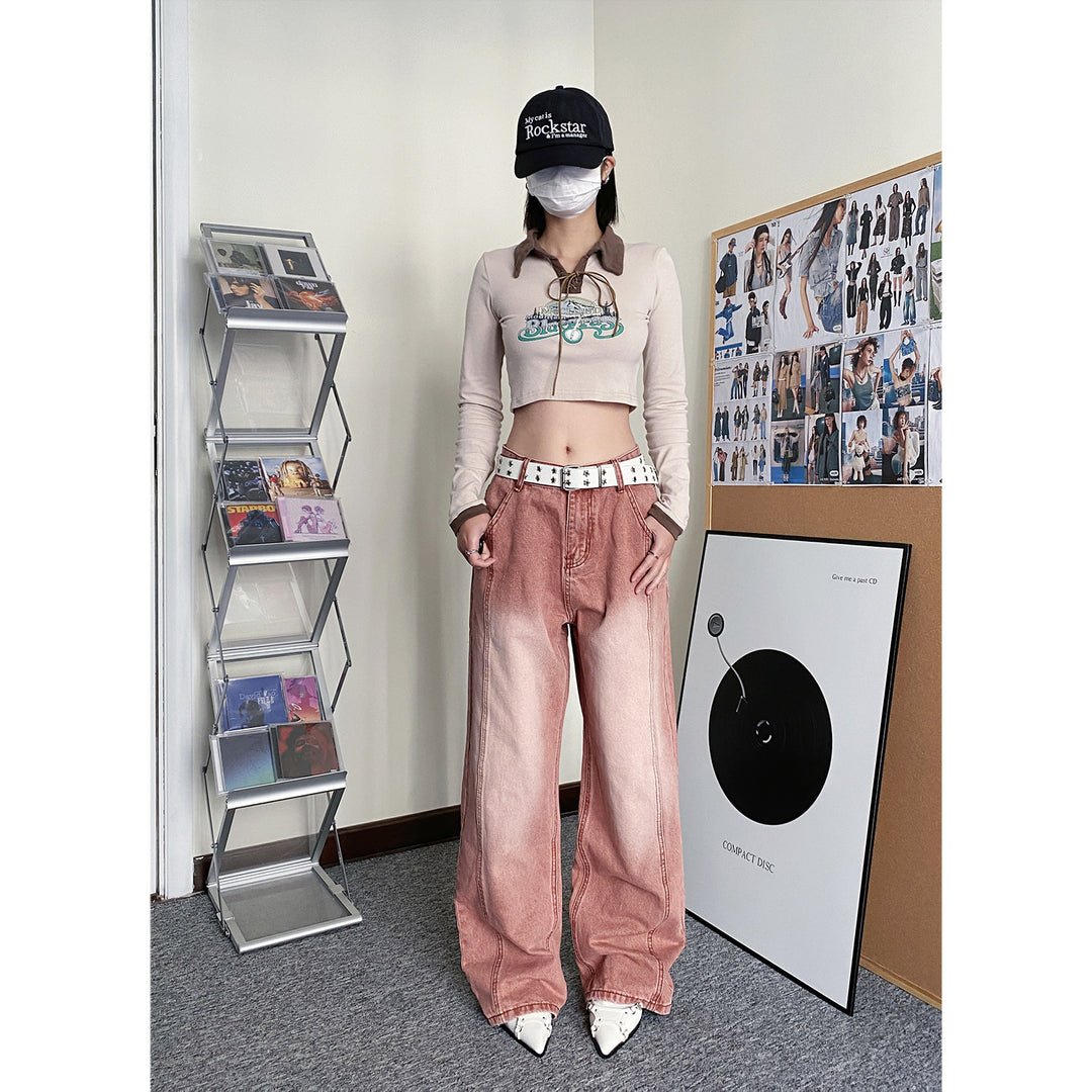 Fit wide-leg high street jeans