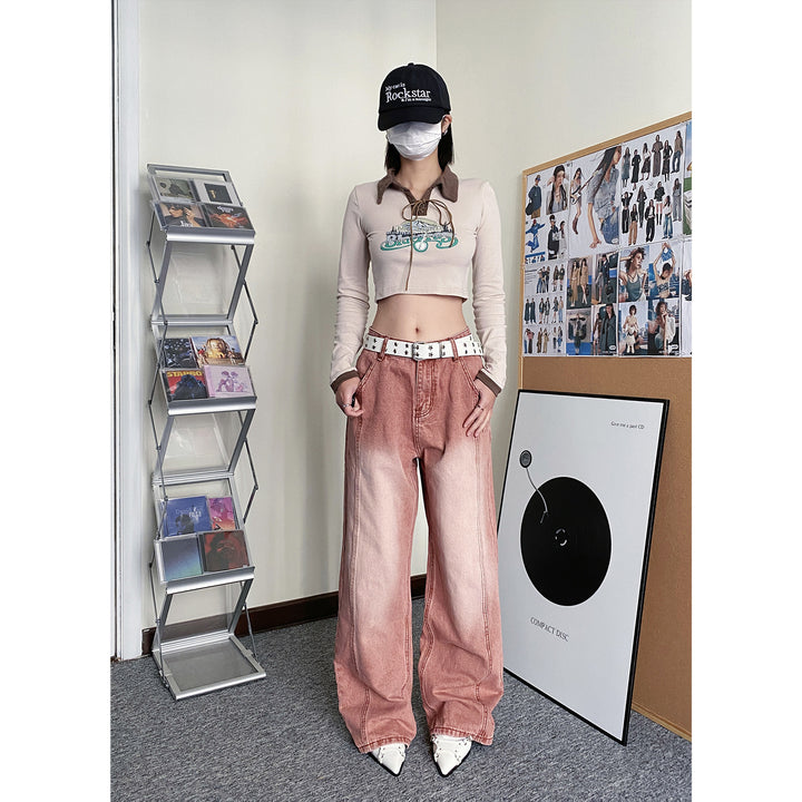 Fit wide-leg high street jeans