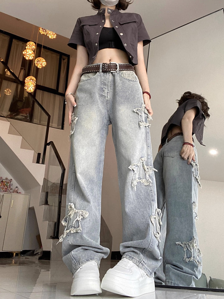 Star straight wide-leg jeans