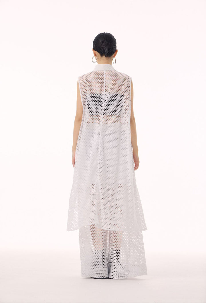 Swirl mesh sleeveless vest dress