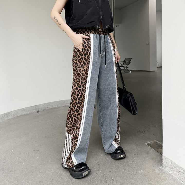 Leopard loose niche design casual pants