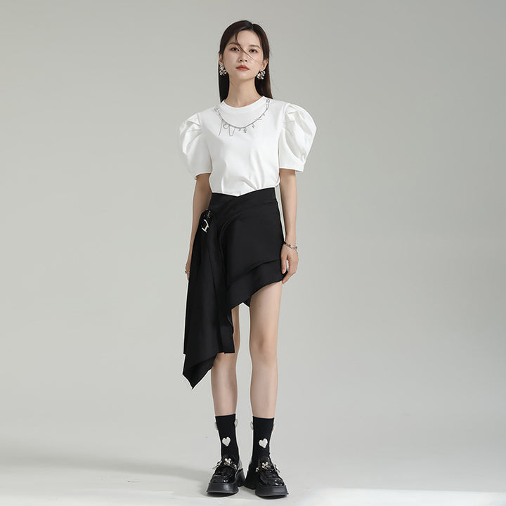 Asymmetry Length Drape Mini Skirt