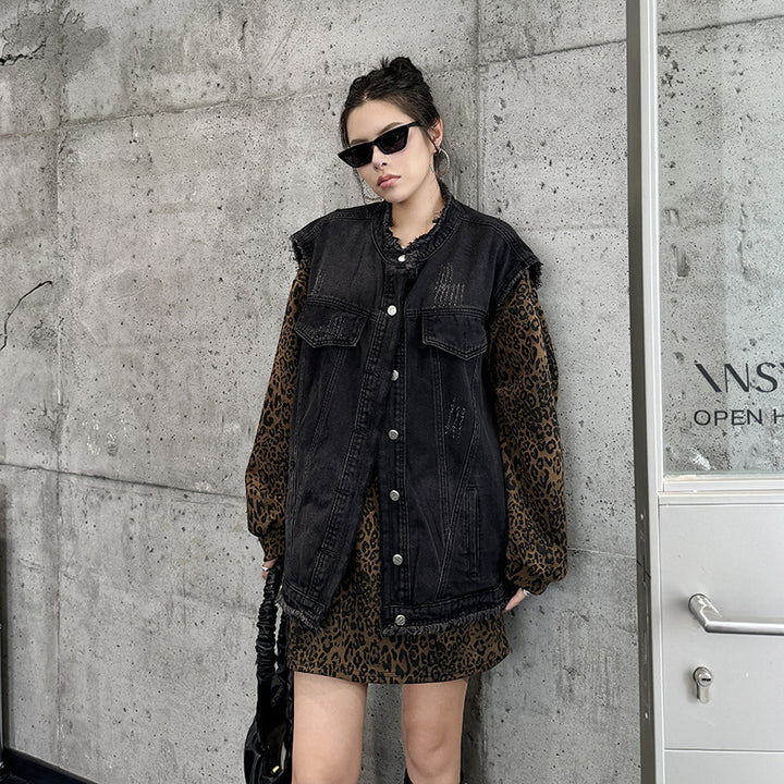 Cowboy denim vest jacket