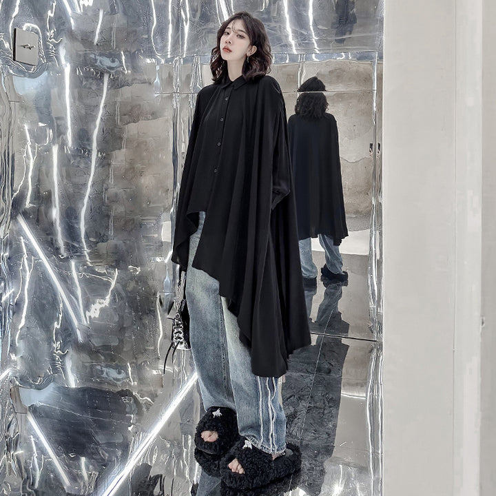 Poncho shirt draped one-piece