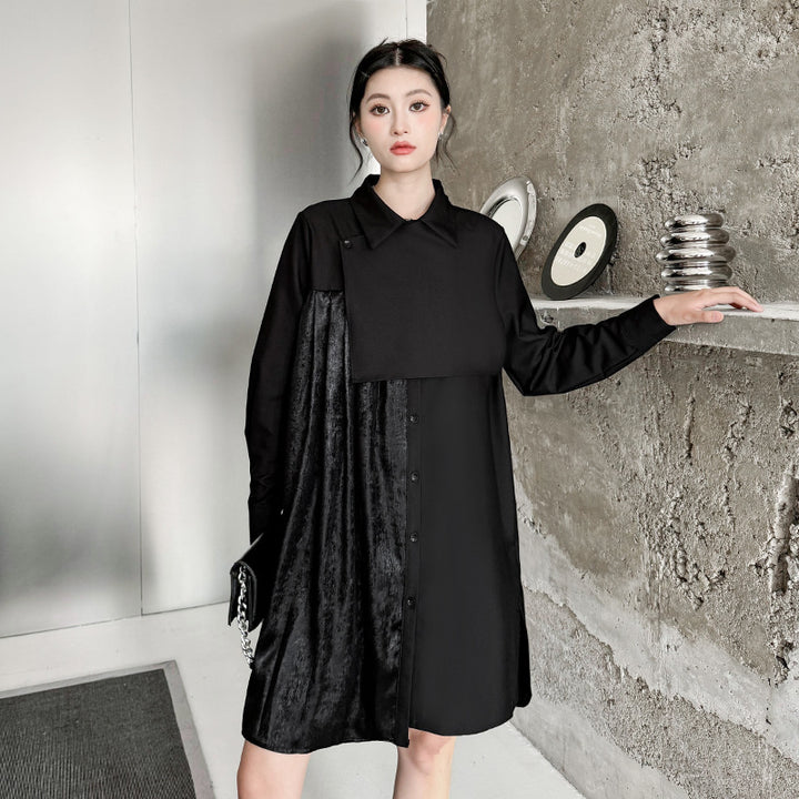 Pleated patchwork velor onepiece