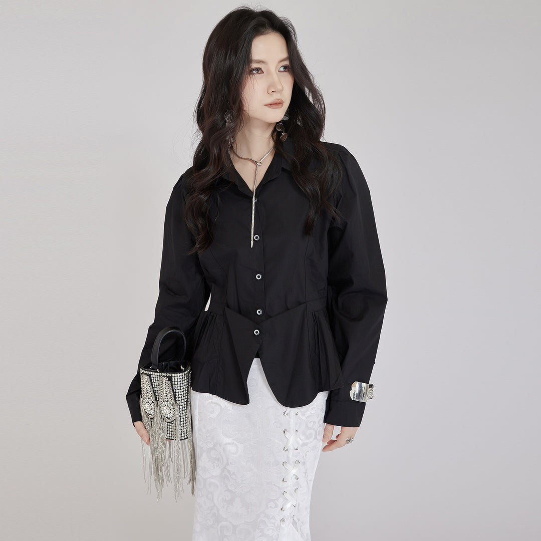 Waist Line Flare Short Shirt