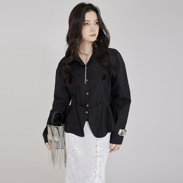 Waist Line Flare Short Shirt