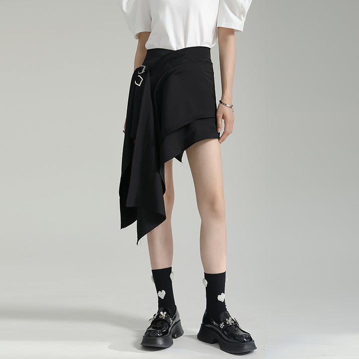 Asymmetry Length Drape Mini Skirt
