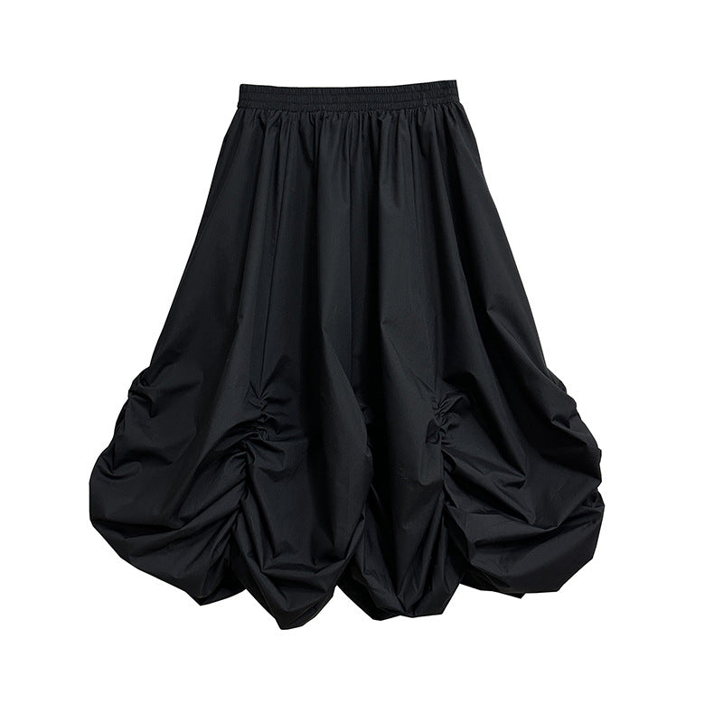 High waist drape puff skirt