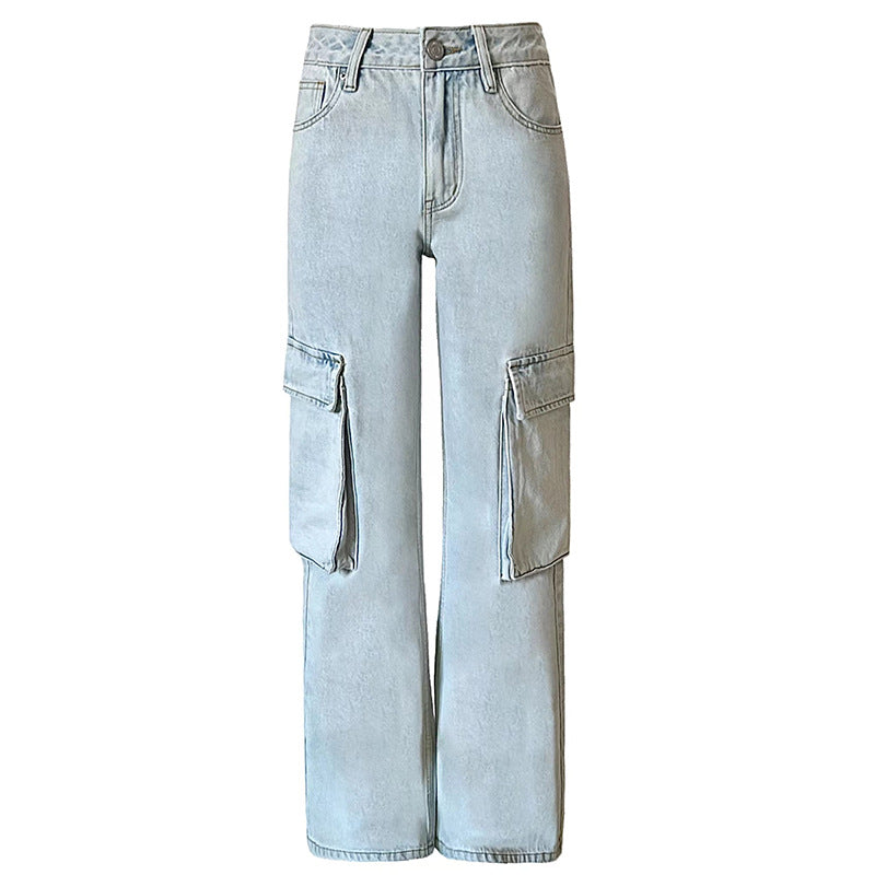 High waist loose wide-leg workwear jeans