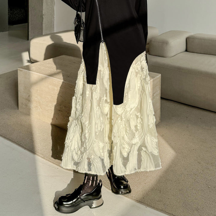 Three-dimensional pattern western a-shaped skirt