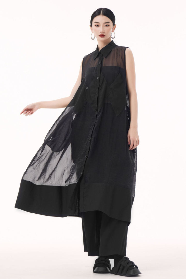 Sheer sleeveless vest dress