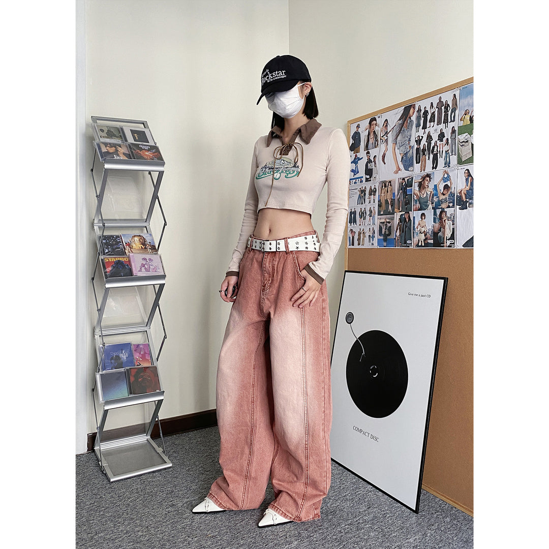 Fit wide-leg high street jeans