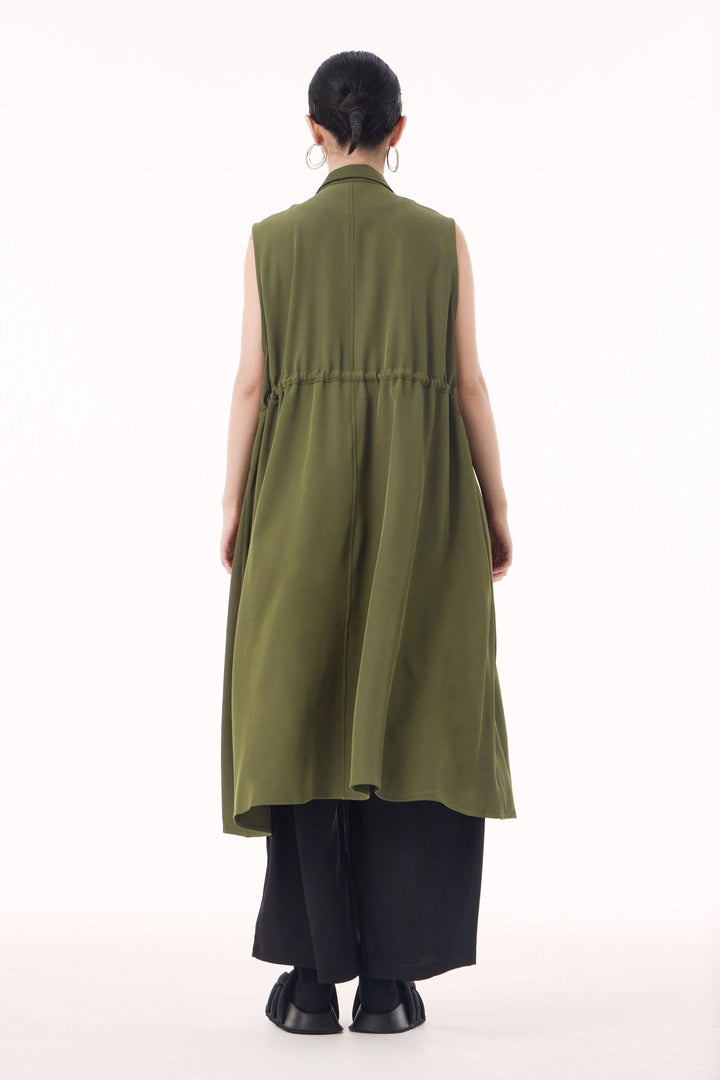 Large pocket sleeveless vest dress