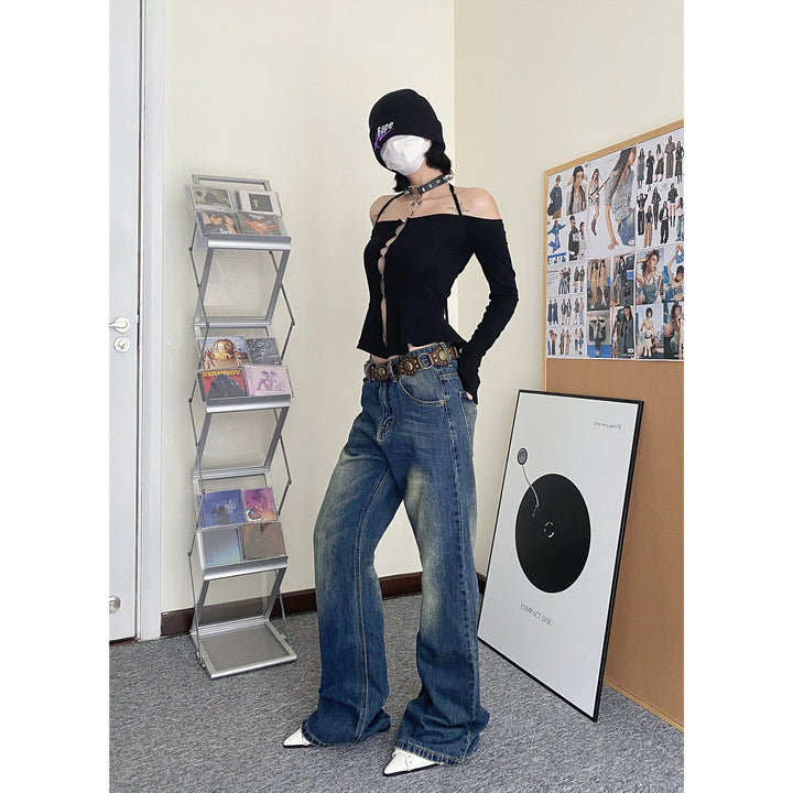 Retro blue washed jeans