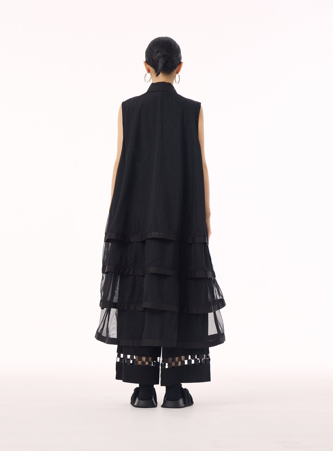 See through tiered vest long dress