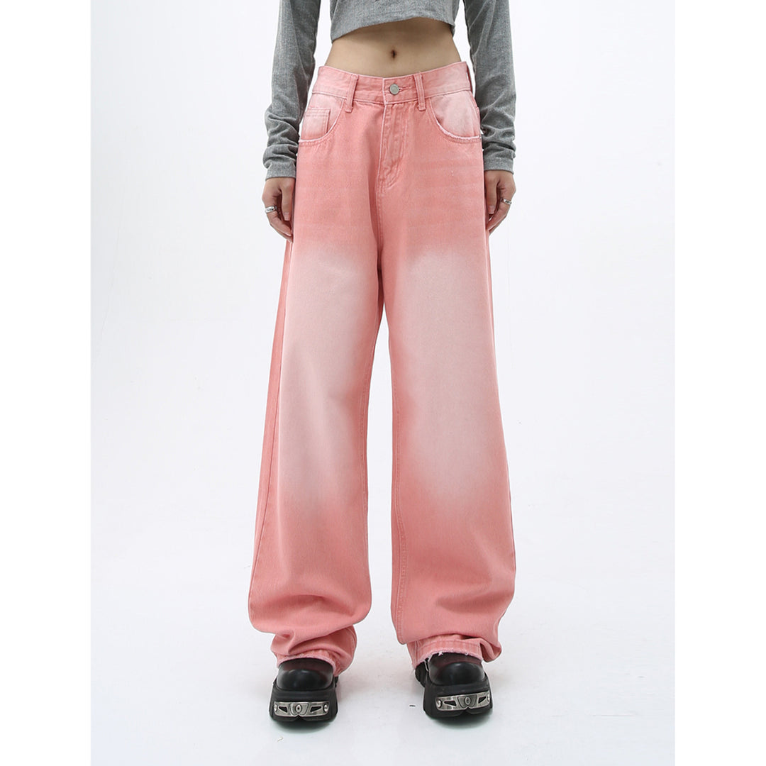 Carmour denim retro color wide-leg pants