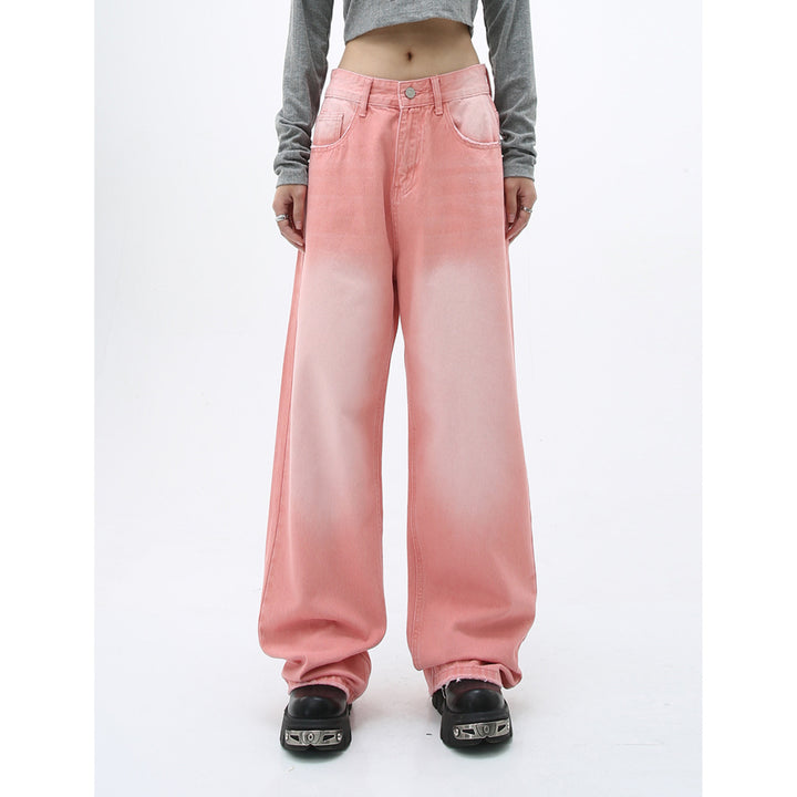 Carmour denim retro color wide-leg pants