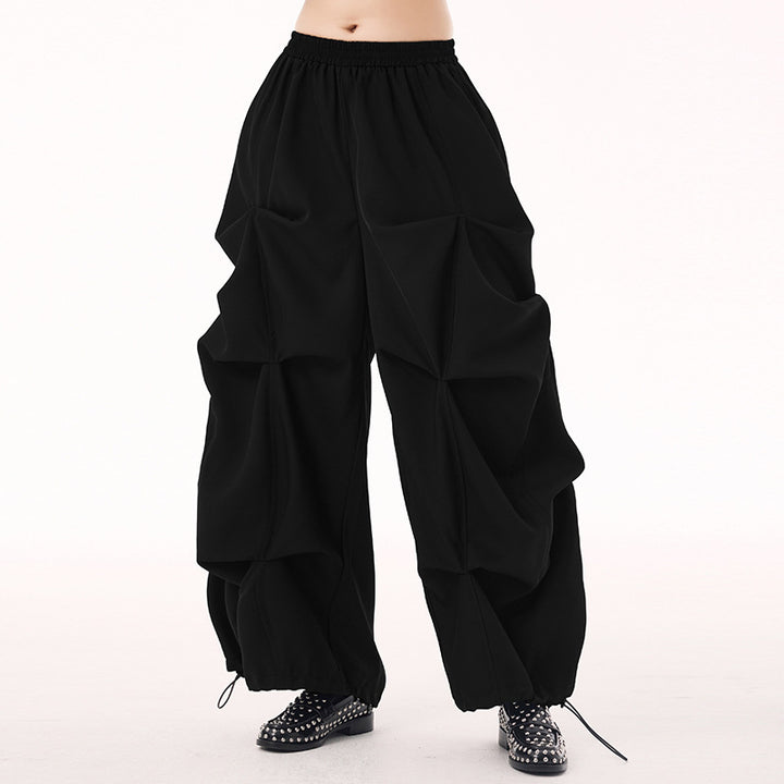 Drawstring casual wide pants
