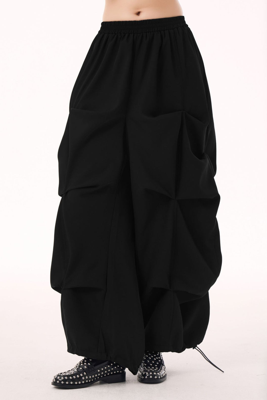 Drawstring casual wide pants