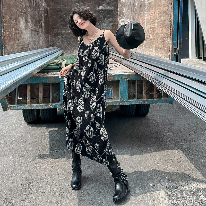 Sleeveless pleated floral onepiece