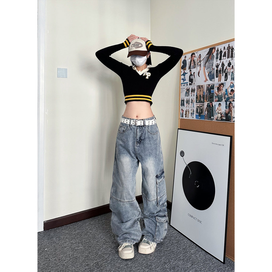 Straight big pocket workwear pants