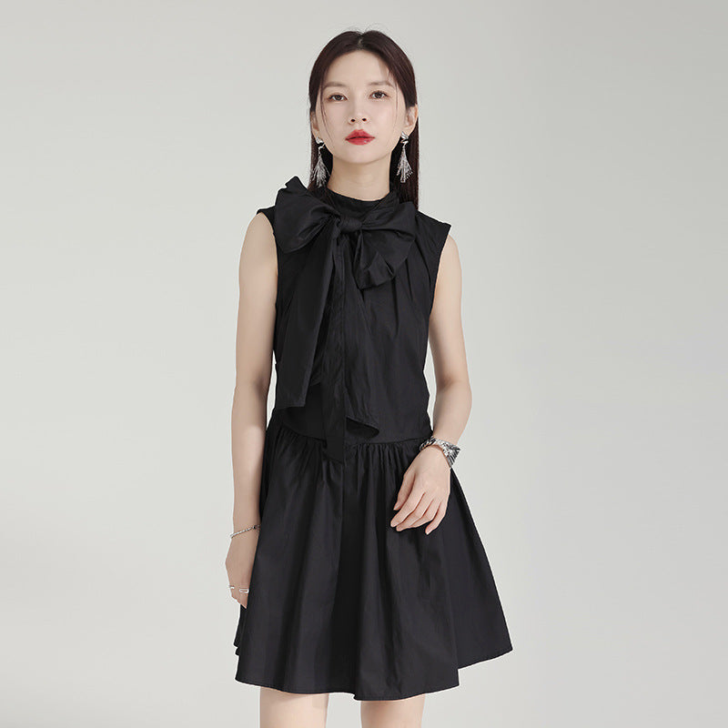 Bow tie sleeveless slim dress