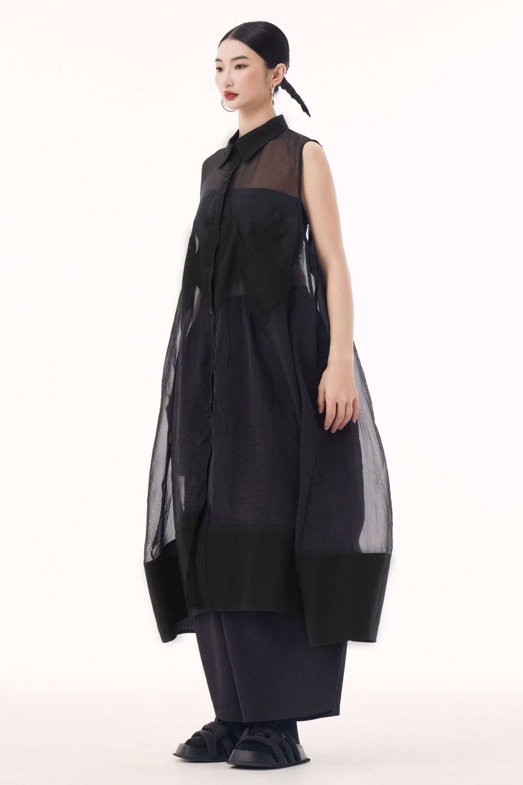 Sheer sleeveless vest dress