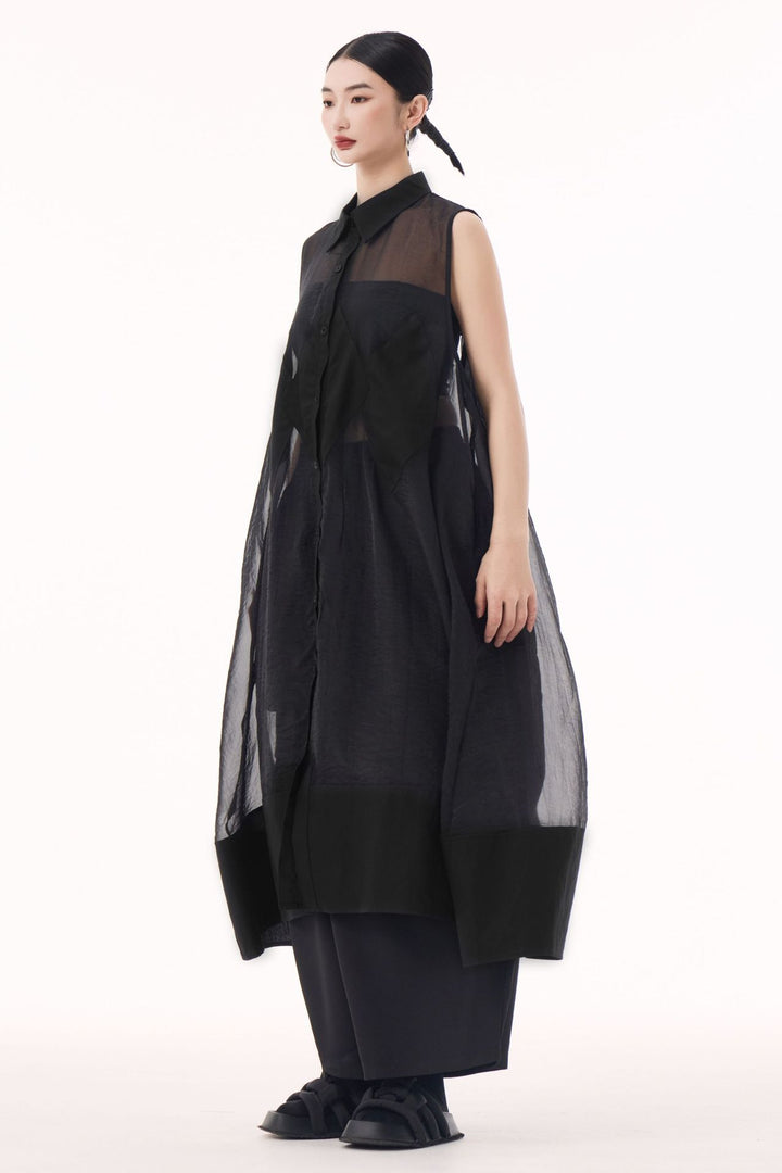 Sheer sleeveless vest dress