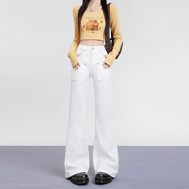 Slim low-waist flared jeans