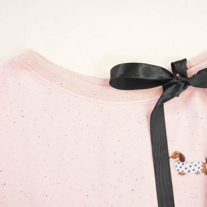 Dog Embroidered Sweet Pullover