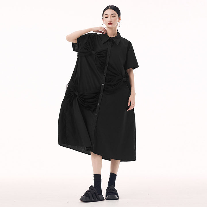 Bow short sleeve shirt dress