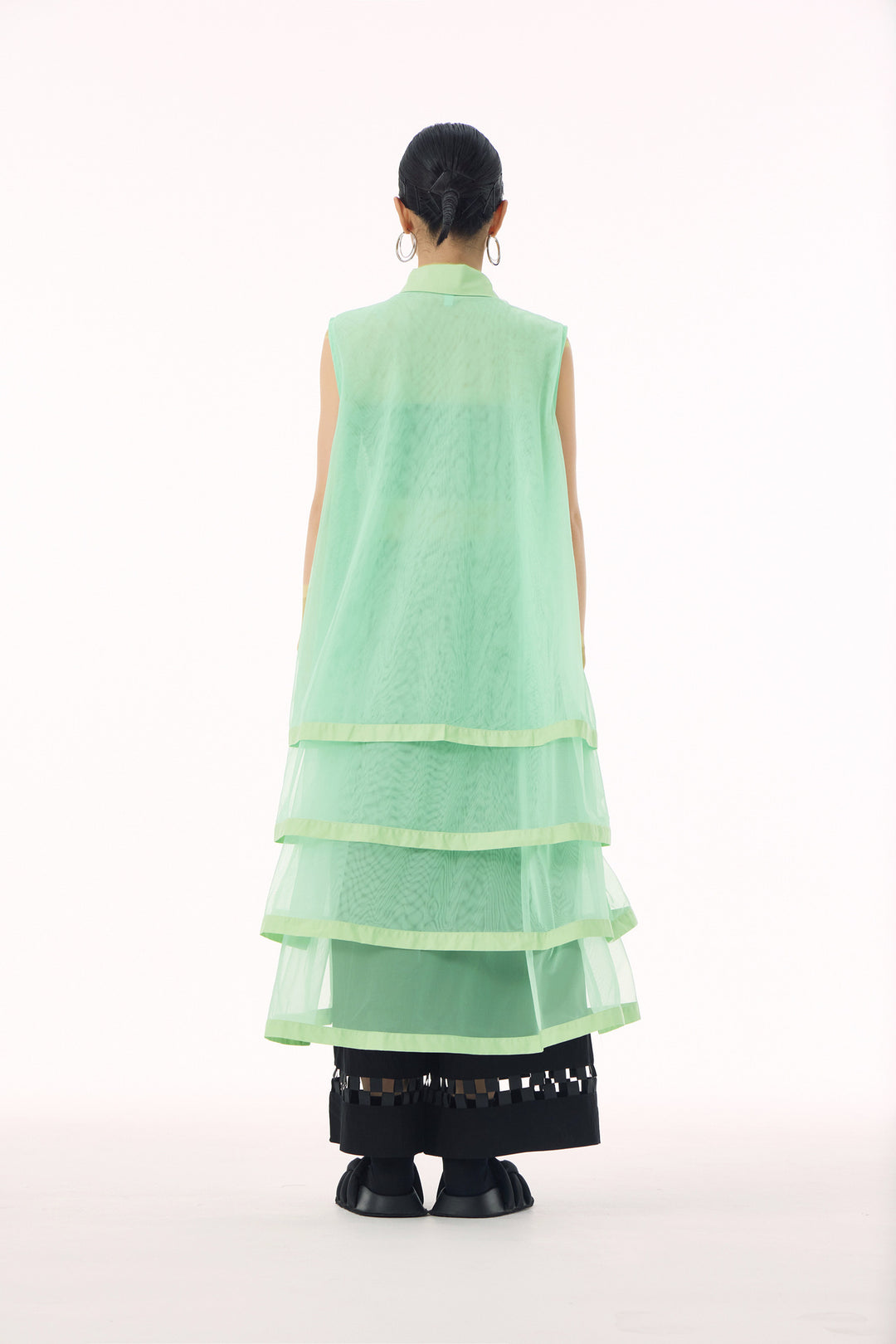 See through tiered vest long dress