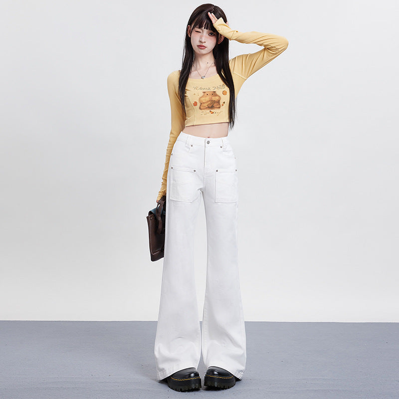 Slim low-waist flared jeans