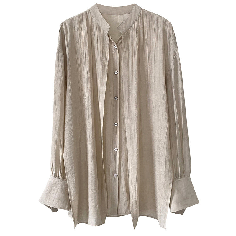 Crossband waist long sleeve shirt