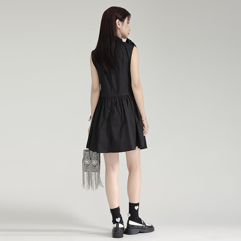 Bow tie sleeveless slim dress