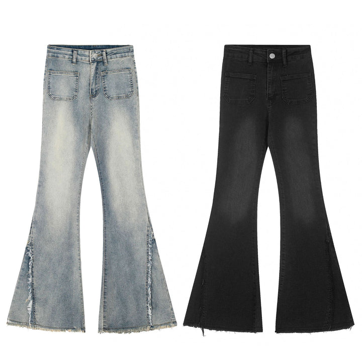 Back Pocket Lace Up Denim Jeans