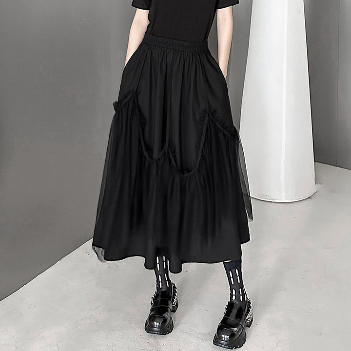 Suspender tulle flare skirt