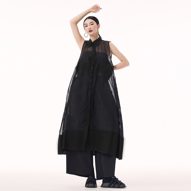 Sheer sleeveless vest dress