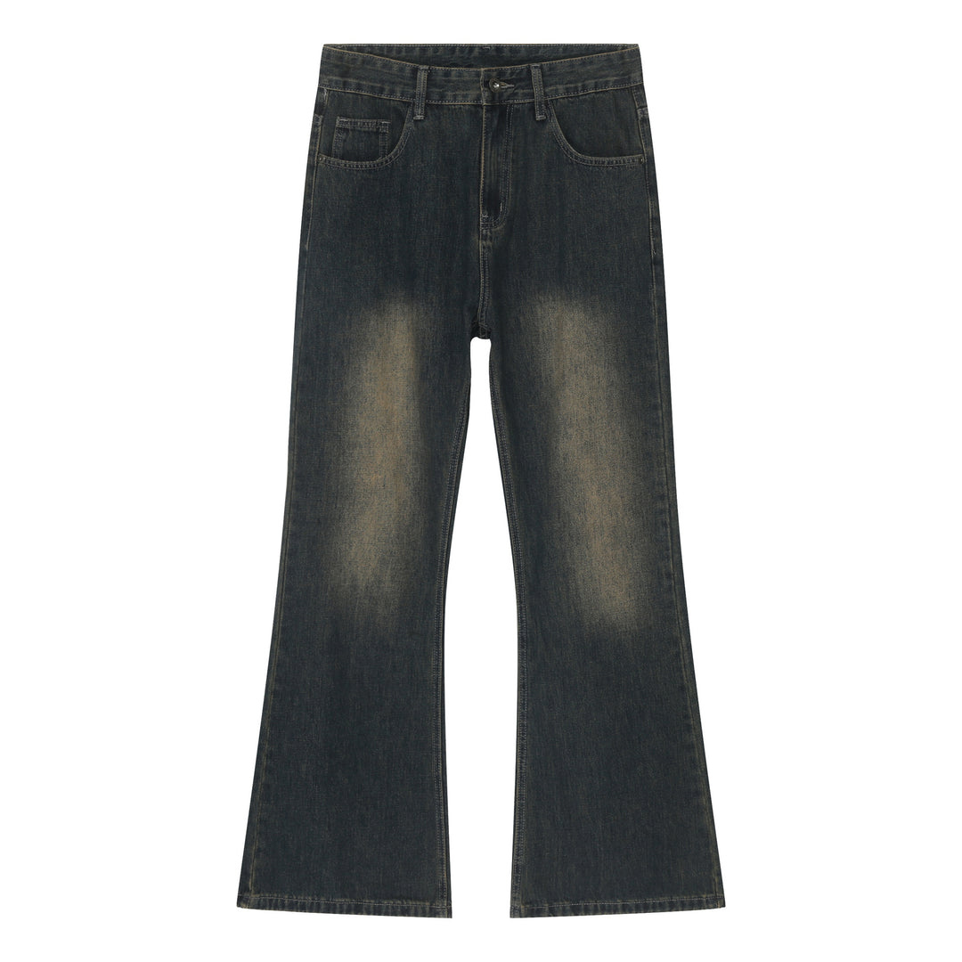 Washed retro loose straight wide-leg jeans