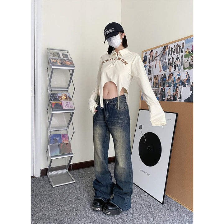 Distressed slim vintage long pants