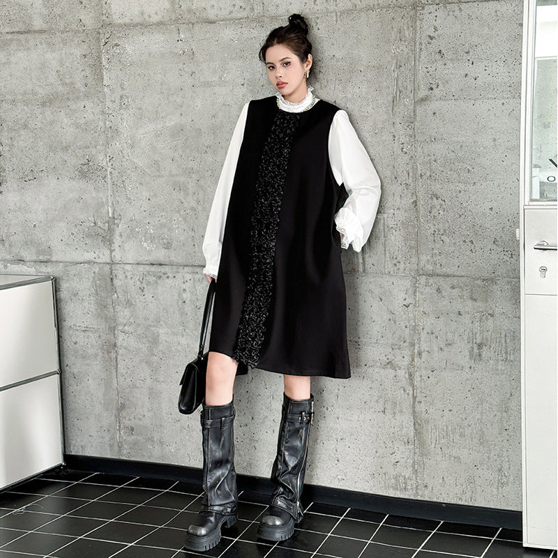 Front Frill Sleeveless Onepiece