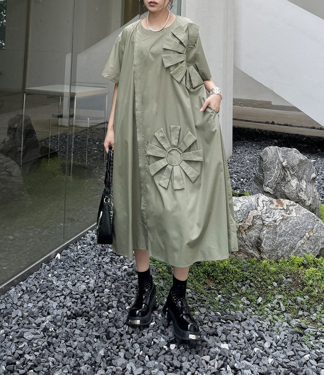 Flower design loose dress