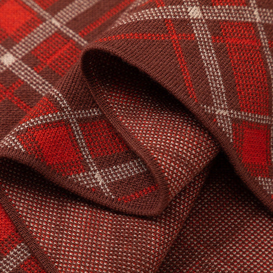 Plaid knitted long skirt