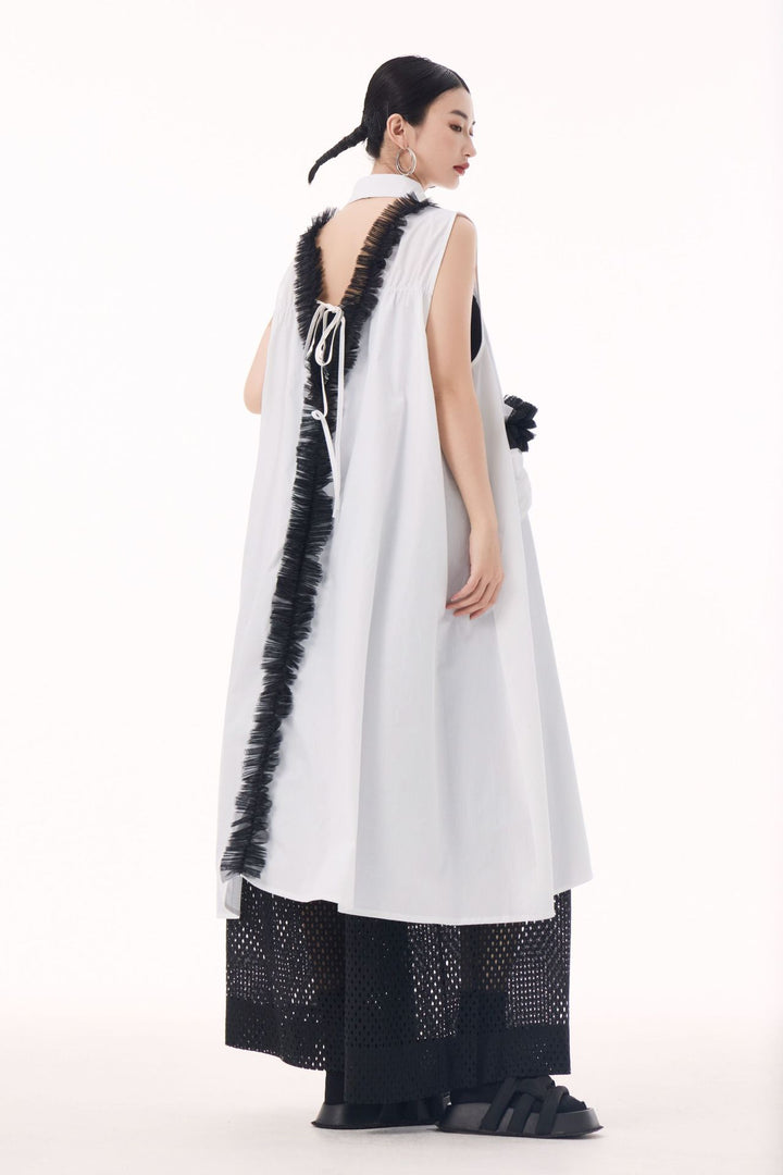 Tulle sleeveless shirt dress